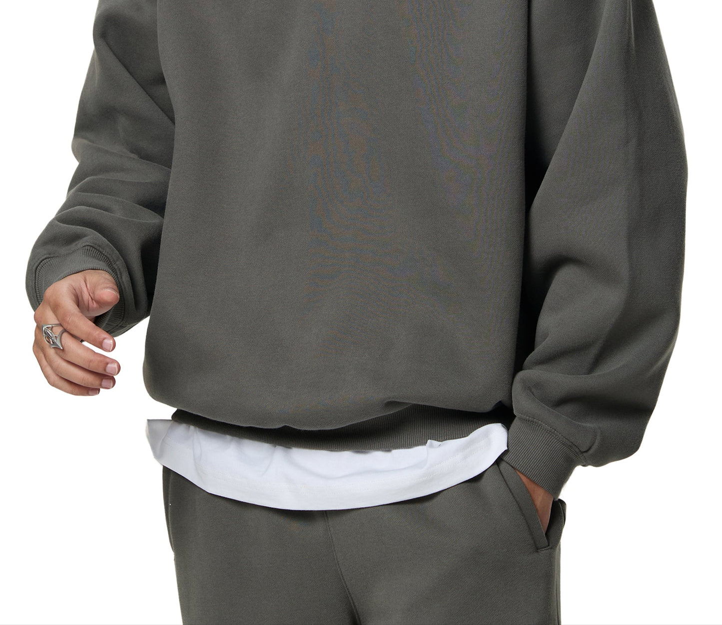 Fleeced Cuffed Bottom Hoodie