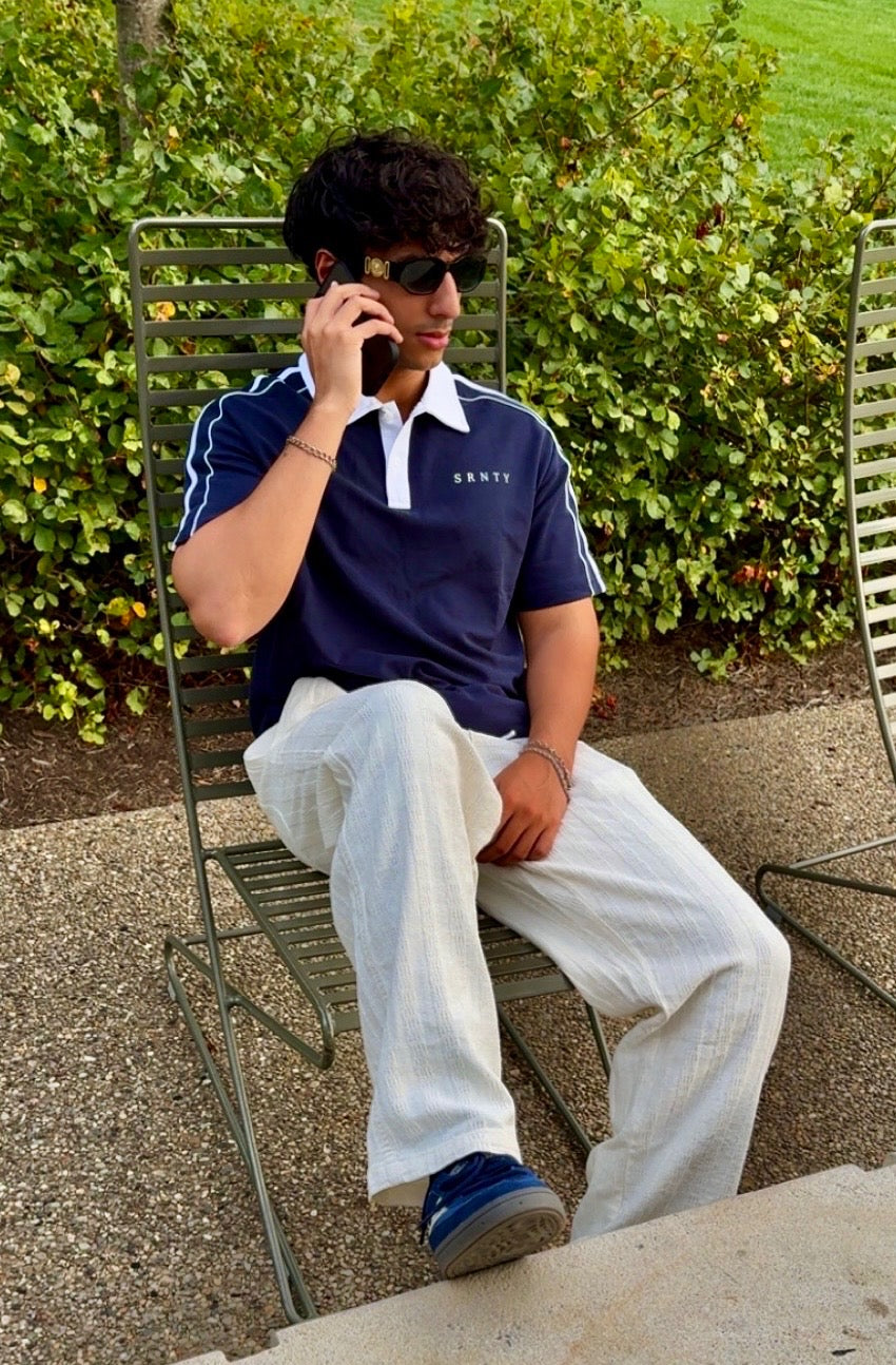 Contrast Collar Short-Sleeve Polo Shirt